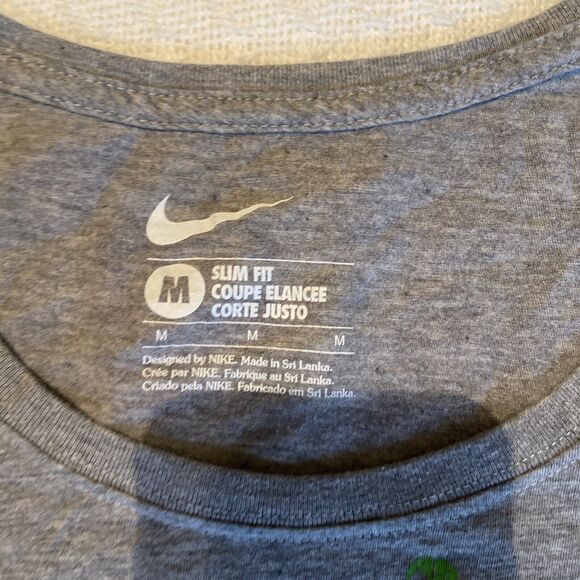 NIKE Womens Slim Fit Graphic T-Shirt Top Crew Neck M Grey 100% Cotton - Picture 2 of 5